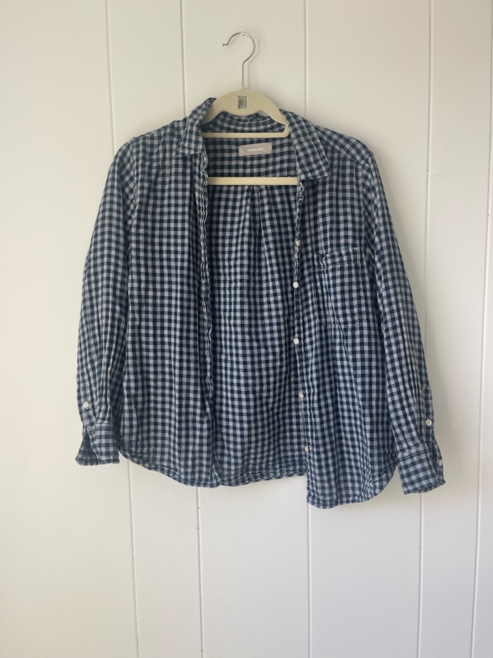 Everlane Navy and White Gingham Button-Down Shirt
